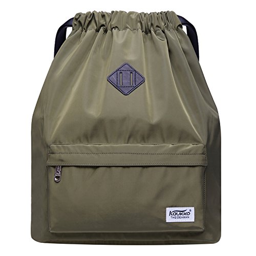 KAUKKO Beutel Rucksack Hipster Kordelzug Turnbeutel Gymsack mit Innentasche Sportbeutel für Damen & Herren, 21L von KAUKKO