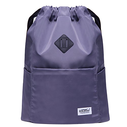 KAUKKO Neue Canvas Kordelzug Turnbeutel mit Innentasche Sack Schultasche Sportrucksack von KAUKKO