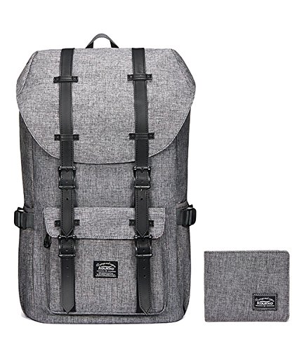 Reise-Laptop-Rucksack, strapazierfähiger Outdoor-Rucksack mit verdickter Computer-Innentasche, wasserabweisender Schulrucksack Geschenke für Männer und Frauen, 1 Leinengrau (2 Stück)., Large von KAUKKO