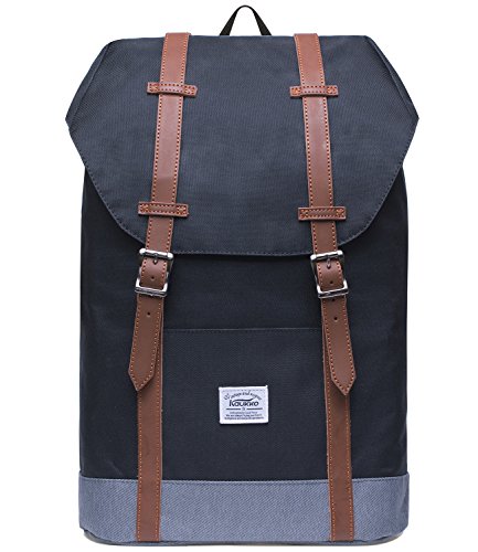 KAUKKO Rucksack Damen Herren Vintage Reiserucksack für 14" Notebook Lässiger Daypacks Schultaschen von KAUKKO