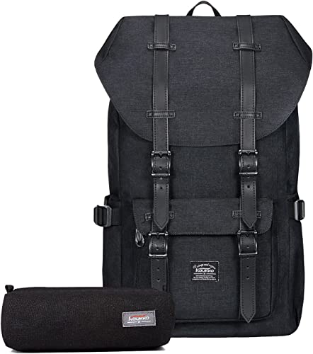 KAUKKO Rucksack Damen Herren Studenten 17 Zoll Backpack für 15" Notebook Lässiger Daypacks Schüler Bag für Wandern 46 cm, 22.4 L von KAUKKO