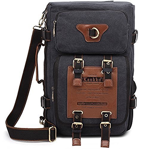 KAUKKO Rucksacke Herren Vintage für Outdoor Reisen Wandern mit Großer Kapazität (Schwarz JNL-05-03) von KAUKKO