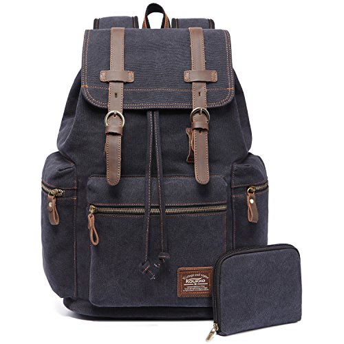 KAUKKO Vintage Rucksack für Damen und Herren, 04 - Schwarz, one size, Tagesrucksack von KAUKKO