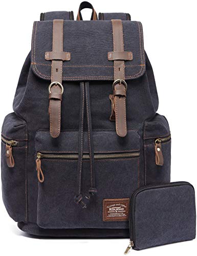 KAUKKO Vintage Rucksack für Damen und Herren, 04 - Schwarz, one size, Tagesrucksack von KAUKKO