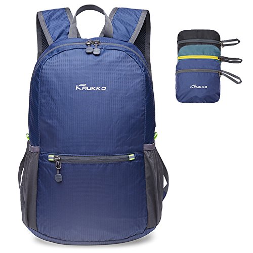 KAUKKO Wasserdicht Faltbarer Rucksack für Damen & Herren 18L - Ultra Leicht Tagesrucksack für den Alltag - Wanderrucksack Sportrucksack von KAUKKO