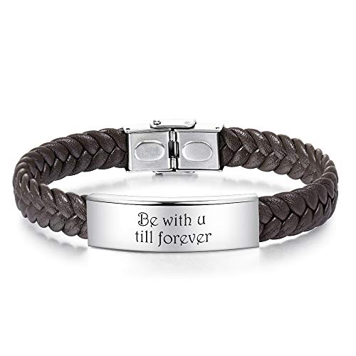 kaululu Herren Damen Paar Personalisierte Lederarmbänder mit Namen Gravur Armbänder für Männer Frauen Personalisierte Geschenke für Männer Geburtstag (Brown) von kaululu