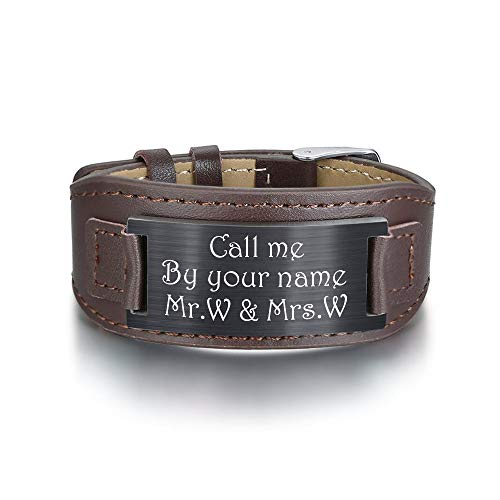 kaululu Herren Damen Personalisierte Lederarmbänder mit Namen Gravur Armbänder für Männer Frauen Personalisierte Geschenke Geburtstag für Männer Bff Freund (#3) von kaululu