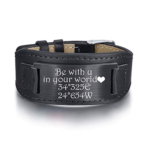 kaululu Herren Damen Personalisierte Lederarmbänder mit Namen Gravur Armbänder für Männer Frauen Personalisierte Geschenke Geburtstag für Männer Bff Freund (#4) von kaululu