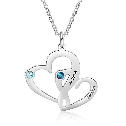 kaululu Personalisierte Kette Damen Kette mit Namen Namenskette Silber Anhänger Frauen Kette mit Gravur Geburtstags Geschenk für Mütter Personalisierte Schmuck Geschenke für Mama von kaululu