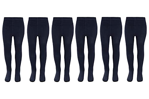 KAV Mädchen Strumpfhosen - 6er-Pack einfache und glatte Baumwollstrumpfhose für Kinder - Hautfreundliche Hosen Strumpfhose für den Alltag Freizeitkleidung (Alter 9_Jahre, 10_Jahre, Marineblau, Pack 6 von KAV