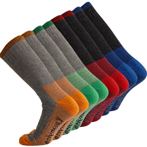 KAVANYISO Herren-Wandersocken aus Merinowolle, atmungsaktiv, athletisch, dick, 4 Paar Ass500 (Buchstabe), 43 EU von KAVANYISO