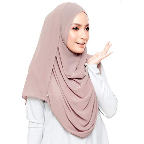 KAVINGKALY Einfarbige Chiffon Kopftuch Dicke Muslim Mode Blase Chifon Schal Hijab Muslimische Kirche Kopftuch Damen Wraps Täglich und Schal(Light Khaki) von KAVINGKALY