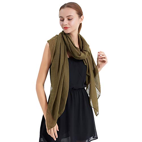 KAVINGKALY Frauen Crinkle Warme Schal Baumwolle Schals Reine Farbe Womens Mode Lange Wrap Schal (Armee) von KAVINGKALY