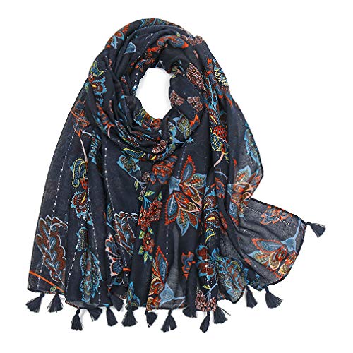 KAVINGKALY Frauen Schal mit Quasten Elegante Lange Schals Pashmina Lose Beach Cover Up (Floral B) von KAVINGKALY