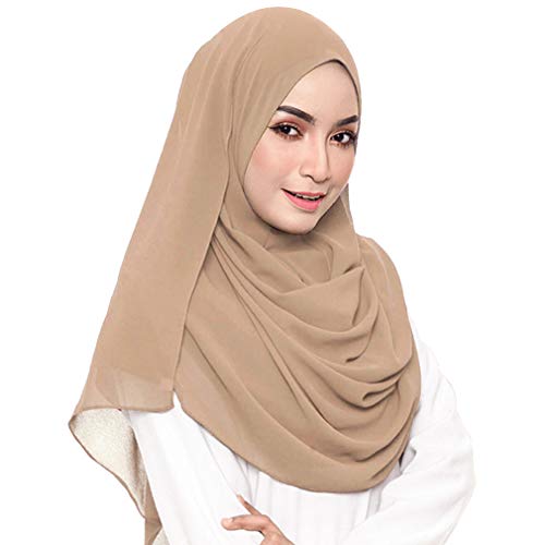 KAVINGKALY Christliches Kopftuch für damen Hijab Frauen Muslima Kopftücher Weiche Blase Chiffon Hijab Islamische Chiffon schal für Frauen(Nude) von KAVINGKALY