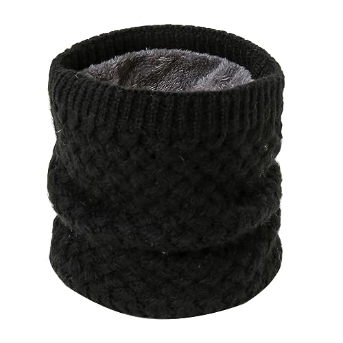 KAVINGKALY Fleece Halswärmer Unisex Thermische Snoods Winter Dicker Gestrickter Rundschal für Outdooe Sport(Schwarz) von KAVINGKALY