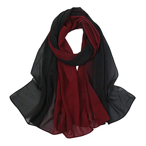 KAVINGKALY Gradient Ramp Chiffon Hijabs für Frauen Ombre Blend Hijab Modische verblasste Farbe Wrap Ombre Schals Lange Schals (Braun + Schwarz) von KAVINGKALY