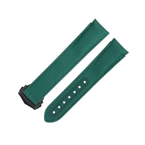 KAVJU 20-mm-Uhrenarmband mit gebogenem Ende für Omega-Armband für AT150 Seamaster 300 Planet Ocean De Ville Speedmaster Neue grüne hochdichte Nylon-Rindsleder-Uhrenarmbänder(Green 2) von KAVJU