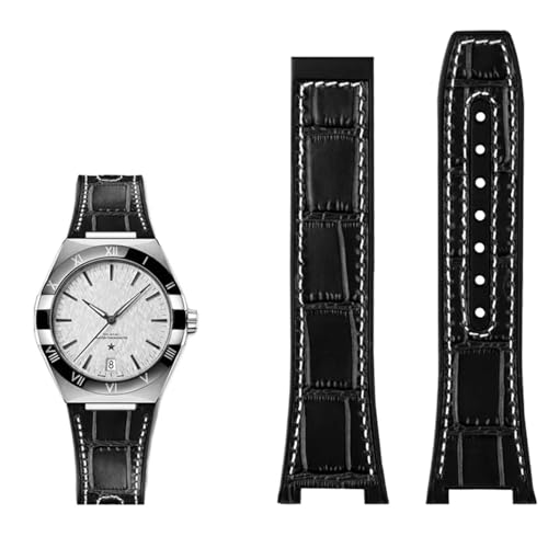 KAVJU Armband aus echtem Leder mit Silikon-Basis für Omega Constellation Serie Perfect Observatory 131.13 Manhattan-Serie, 25mm-14mm, Achat von KAVJU