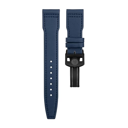 KAVJU Für IWC SPITFIRE MARK 18 Portugieser Portofino Pilot IW3777 Armband Nylon Canvas Leder Uhrenarmbänder 20mm 21mm 22mm(BLUE black buckle B,20MM) von KAVJU