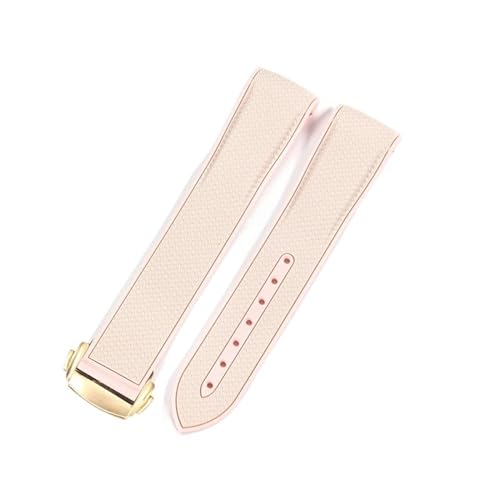 KAVJU Für Omega Swatch Planet Joint Name Series 20 mm farblich passendes Silikon-Uhrenarmband Arc Interface Wasserdicht Ersatz-Uhrenarmbänder(Pink-Golden-Z3) von KAVJU