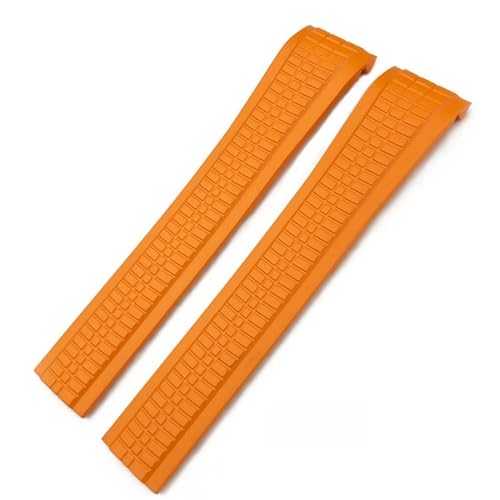 KAVJU Für Patek Aquanaut Philippe Armband 5164A 5167A Schwarz Blau Weichgummi Armbänder mit gebogenem Ende 21 mm Uhrenarmbänder(Orange,Rose Buckle-21mm) von KAVJU