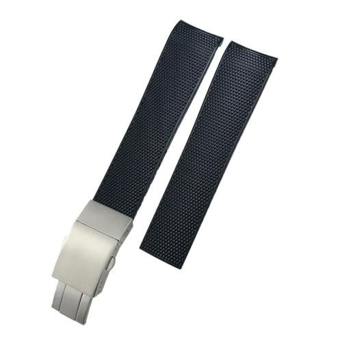 KAVJU Gummiarmband 19 mm 20 mm 21 mm Silikonarmband für Longines Hydroconquest L3 781 782 VHP Schwarz Blau Uhrenarmbänder(Black,20mm) von KAVJU