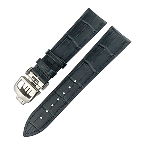 KAVJU Hochwertiges Uhrenarmband, 20 mm, 21 mm, 22 mm, passend für Jaeger LeCoultre Master Moonphase, Rindslederarmband, Schwarz / Blau / Braun, 22 mm, Achat von KAVJU