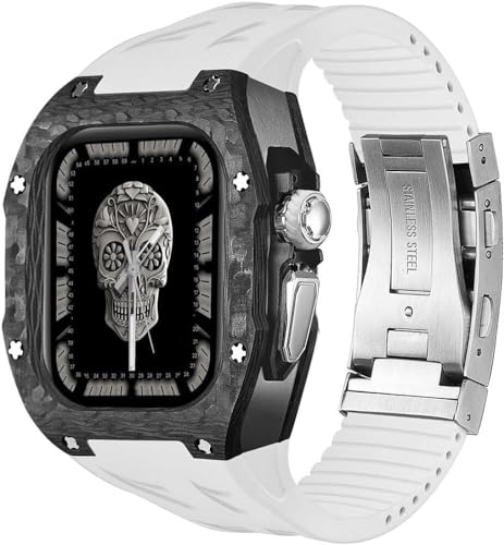 KAVJU Luxuriöses Uhrengehäuse aus Karbonfaser und Fluorkautschuk-Uhrenarmband, Mod-Kit, für Apple Watch Ultra 8, 49 mm, Uhrenabdeckung, Sportarmband, Ersatzzubehör, For Ultra 49mm, Achat von KAVJU