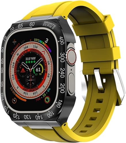 KAVJU Metall-Uhrengehäuse, Gummi-Uhrenarmband, Mod-Kit, für Apple Watch Ultra 8, 49 mm Serie, luxuriöses Sportarmband, Mod Kit, für iWatch 49 mm Uhr, Ersatzzubehör, For Ultra 49mm, Achat von KAVJU