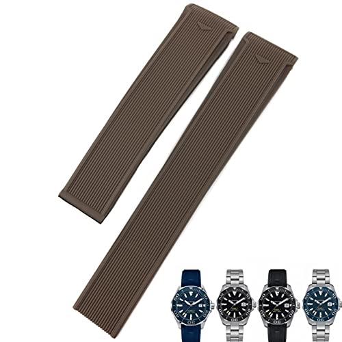 KAVJU Uhrenarmband aus Gummi, Silikon, 20 mm, 22 mm, für Tag Heuer Carrera Aquaracer F1, wasserdichtes Taucharmband, Schwarz / Blau / Braun, 22 mm, Achat von KAVJU