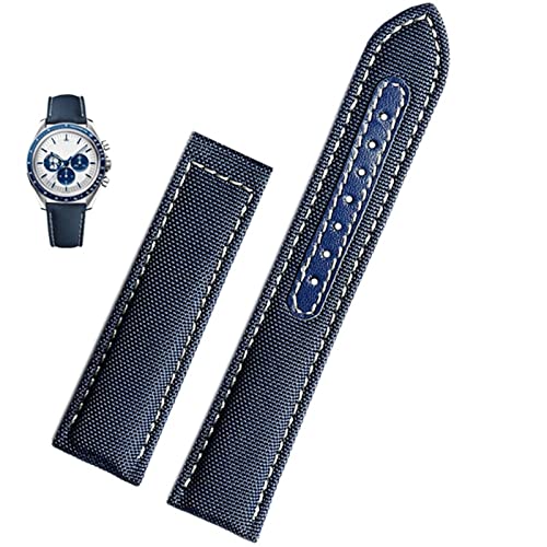 KAVJU Uhrenarmband aus Segeltuch für Omega Seamaster 300 Speedmaster AT150, 19 mm, 20 mm, Herren-Zubehör, Blau / Schwarz, 20 mm, Achat von KAVJU