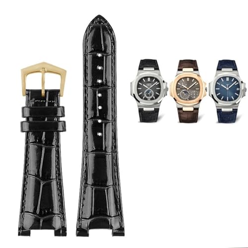 KAVJU Uhrenarmband für Patek Philippe 5711 5712g Nautilus Uhrenarmband aus echtem Leder, spezielle Schnittstelle, 25 mm x 13 mm, Herren-Uhrenarmbänder, 25 mm, Achat von KAVJU