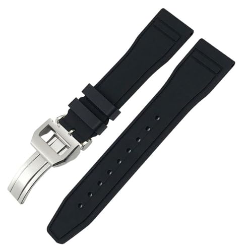KAVJU Weiche 21mm 20mm 22mm Fluorkautschuk FKM Uhrenarmbänder für IWC Big Pilot Portofino Naturkautschuk-Uhrenarmband(Black Square,22mm) von KAVJU