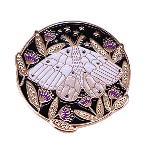 KAWADU Lila Blume und Motte Emaille Brosche Pin Cool Steampunk Motte Brosche Pin Mode Accessoire für Rucksäcke Abzeichen Hüte Taschen für Frauen Mädchen Kinder Geschenk, Emaille von KAWADU