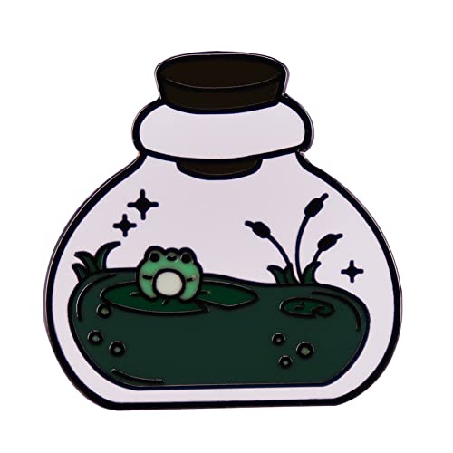 KAWADU Niedliche Tier-Frosch-Emaille-Anstecknadel, Cartoon-Teichflasche, Brosche, Anstecknadel, Rucksack, Kleidung, Zubehör, Schmuck, Geschenke für Freunde und Kinder, Emaille von KAWADU