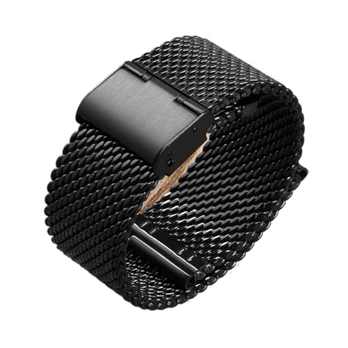 KAXSFE 1.0 Milanese Mesh Loop Armband Edelstahl Uhrenarmband Armband Schnellverschlussband Kompatibel mit DW Kompatibel mit Omega(Black,24mm) von KAXSFE