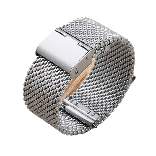 KAXSFE 1.0 Milanese Mesh Loop Armband Edelstahl Uhrenarmband Armband Schnellverschlussband Kompatibel mit DW Kompatibel mit Omega(Silver,24mm) von KAXSFE