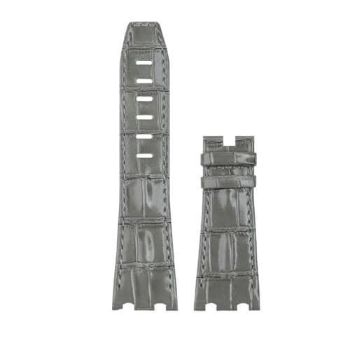 KAXSFE 28 mm Armband aus Rindsleder der ersten Schicht, Dornschließe, kompatibel mit AP-Armband, Audemars Piguet-Gürtel, 42 Royal Oak Offshore-Gürtel, Zubehör(Grey,28MM_WITHOUT BUCKLE) von KAXSFE