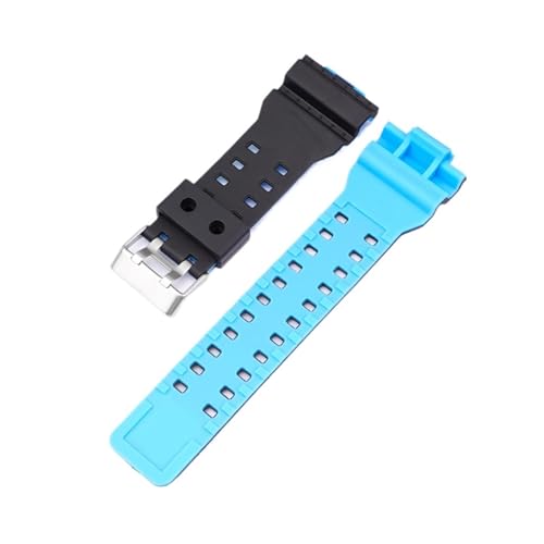 KAXSFE Armband kompatibel mit Casio G-Shock GA-100/110/120/150/200/300/400/700 GD-100/110/120 G-8900/GW-8900 GLS-100 Silikon-Uhrenarmband-Zubehör(Black light blue) von KAXSFE
