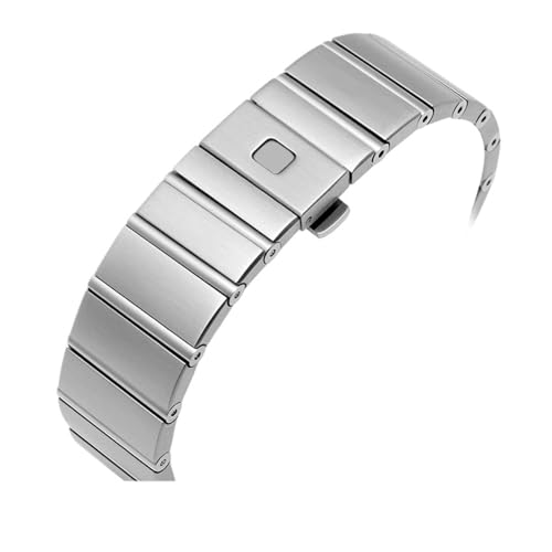 KAXSFE Edelstahl-Armband kompatibel mit Omega Constellation Uhrenarmband 22 x 14 17 x 11 mm Silberarmband Faltschließe Logo auf(Steel,23mm) von KAXSFE