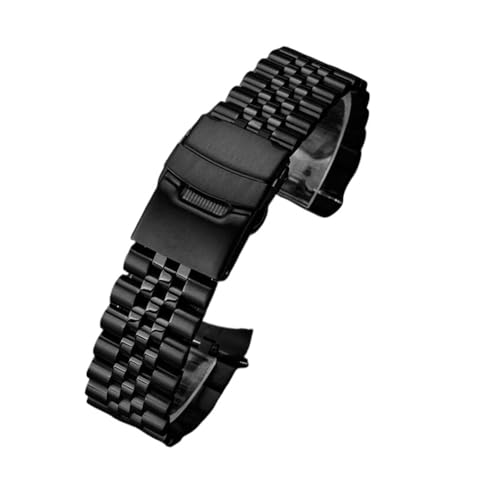KAXSFE Edelstahl-Uhrenarmband mit gebogenem Ende, kompatibel Casio Swordfish-Armband MDV-106 107 Armband MTP-VD01 MTP-1374 MTP-1375 Herren-Uhrenarmband(Black-B,22mm-width) von KAXSFE