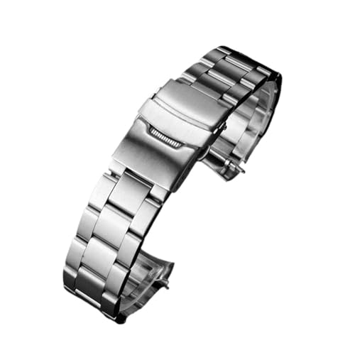 KAXSFE Edelstahl-Uhrenarmband mit gebogenem Ende, kompatibel Casio Swordfish-Armband MDV-106 107 Armband MTP-VD01 MTP-1374 MTP-1375 Herren-Uhrenarmband(Silver-A,22mm-width) von KAXSFE