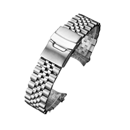 KAXSFE Edelstahl-Uhrenarmband mit gebogenem Ende, kompatibel Casio Swordfish-Armband MDV-106 107 Armband MTP-VD01 MTP-1374 MTP-1375 Herren-Uhrenarmband(Silver-B,22mm-width) von KAXSFE