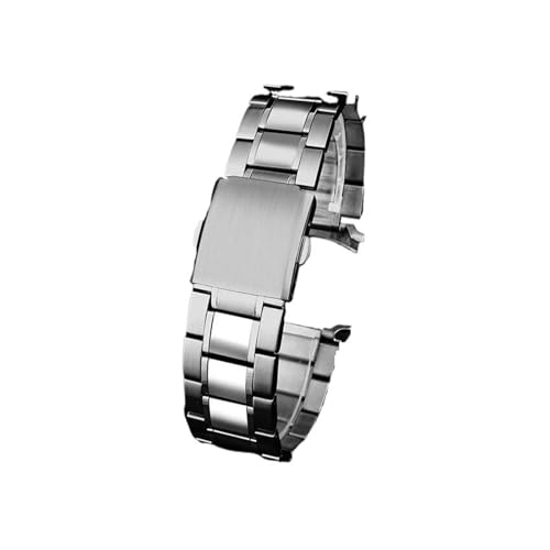 KAXSFE Edelstahl-Uhrenarmband mit gebogenem Ende, kompatibel Casio Swordfish-Armband MDV-106 107 Armband MTP-VD01 MTP-1374 MTP-1375 Herren-Uhrenarmband(Silver-C,22mm-width) von KAXSFE