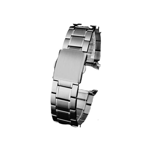 KAXSFE Edelstahl-Uhrenarmband mit gebogenem Ende, kompatibel Casio Swordfish-Armband MDV-106 107 Armband MTP-VD01 MTP-1374 MTP-1375 Herren-Uhrenarmband(Silver-D,22mm-width) von KAXSFE