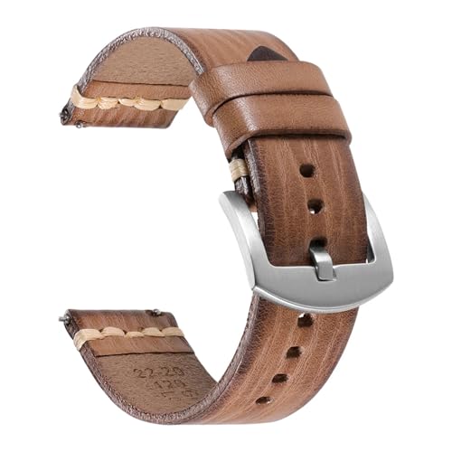 KAXSFE Handgefertigtes Uhrenarmband aus Kalbsleder for Herren, Vintage-Stil, italienisches Rindsleder, kompatibel mit Tudor- und Seiko-Armbändern(Gray,24mm) von KAXSFE