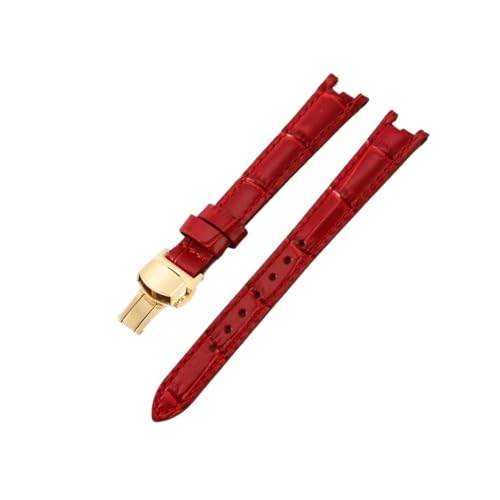 KAXSFE Kompatibel mit Tissot 1853 Flamenco Rindslederarmband Damen T094 Ersetzen Sie 12mm Uhrenarmband(Red(ZJ)-Golden) von KAXSFE