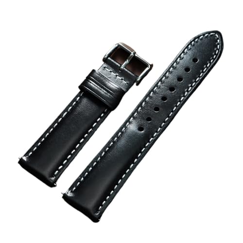 KAXSFE Schnellverschluss-Retro-Armband aus Ölwachs-Rindsleder, weiches Kalbslederarmband for Seiko, kompatibel mit Rolex, kompatibel mit Omega-Armband(Black,22mm) von KAXSFE