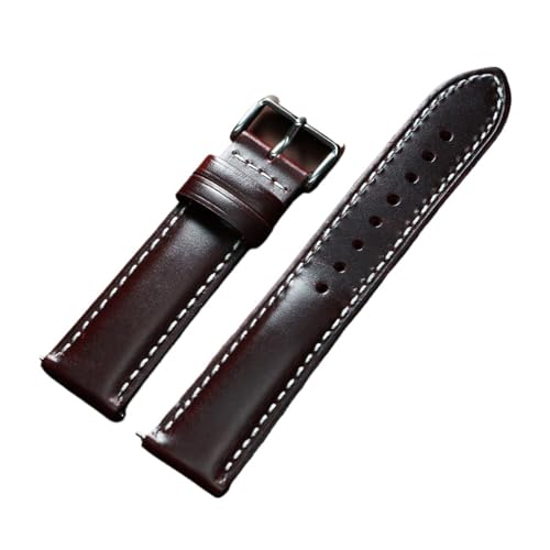 KAXSFE Schnellverschluss-Retro-Armband aus Ölwachs-Rindsleder, weiches Kalbslederarmband for Seiko, kompatibel mit Rolex, kompatibel mit Omega-Armband(Wine Red,22mm) von KAXSFE